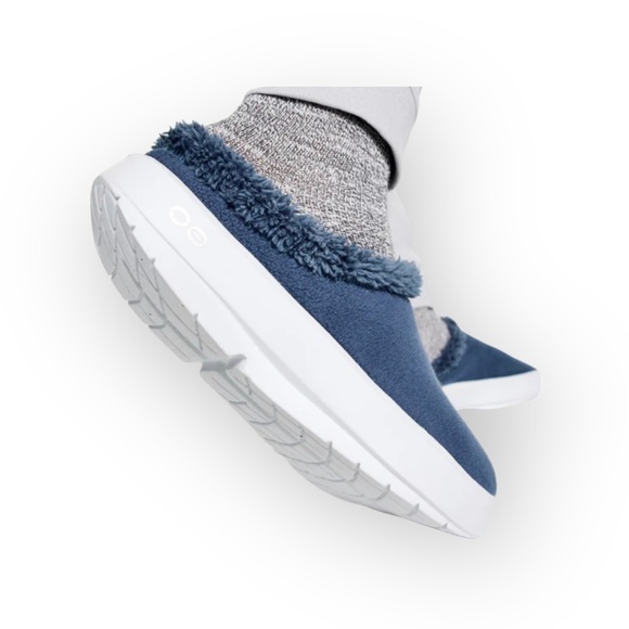 OOFos 𖦹 OOcoozie Vegan Sherpa Fur Lined Slipper Mule 𖦹 Moroccan Blue 𖦹 12.5 - Picture 2 of 16